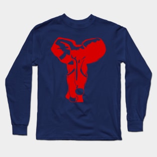 Red Charging Elephant Long Sleeve T-Shirt